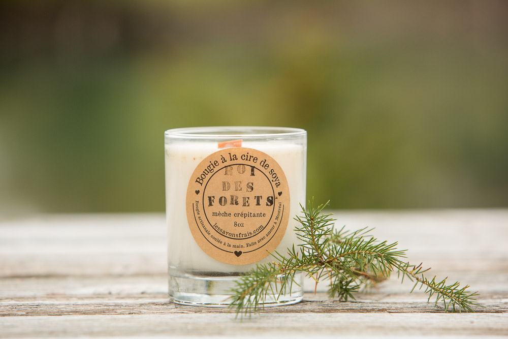 Chandelle de soya avec mèche crépitante - Roi des forêts