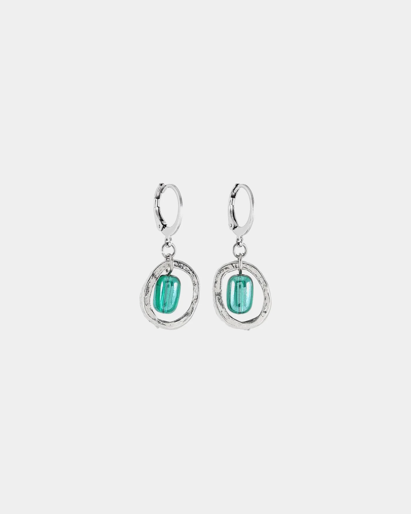 Boucles d'oreilles Dragea - Argent - Sarcelle
