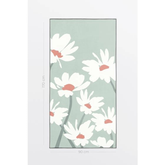 Serviette de bain en microfibre gaufrée - Marguerite en brise sauge