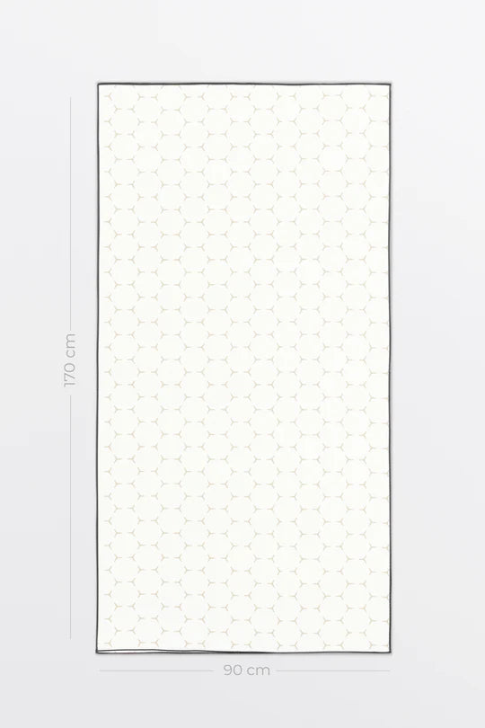 Serviette de bain en microfibre gaufrée - Marguerite en brise beige