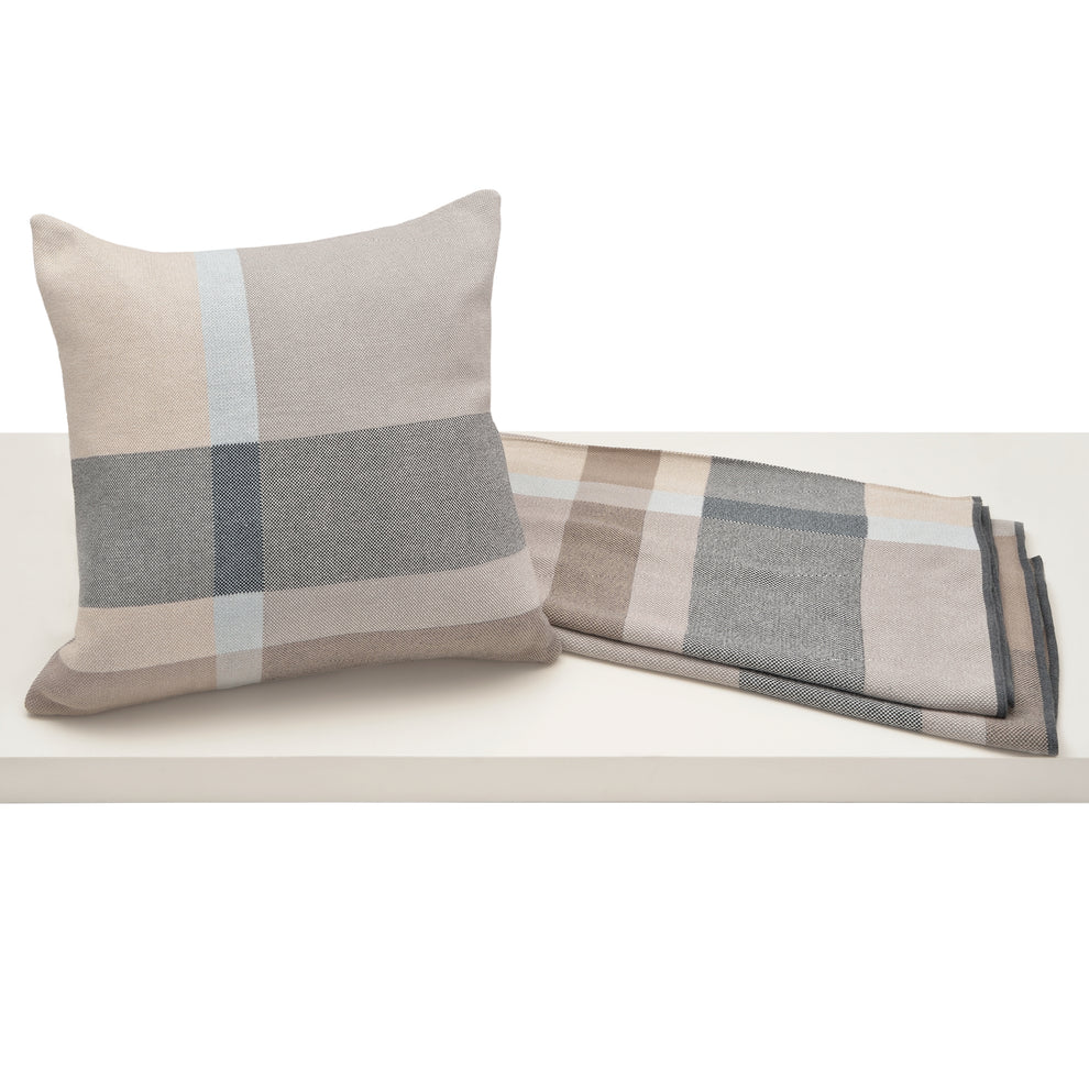 Coussin 20x20 - Plaid gris
