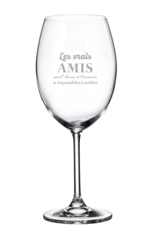 Verre gravé (vin 20 oz) - Les vrais amis sont durs à trouver & impossibles à oublier